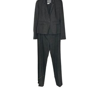 Classiques Entier 2‎ Piece Wool Blend Wide Leg Pant Suit Black /GreySize 6/8